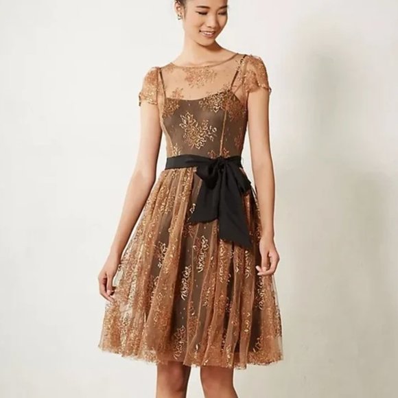 Anthropologie Dresses & Skirts - Anthropologie Moulinette Soeurs Honeyed Lace Dress Bronze  - Women's 2